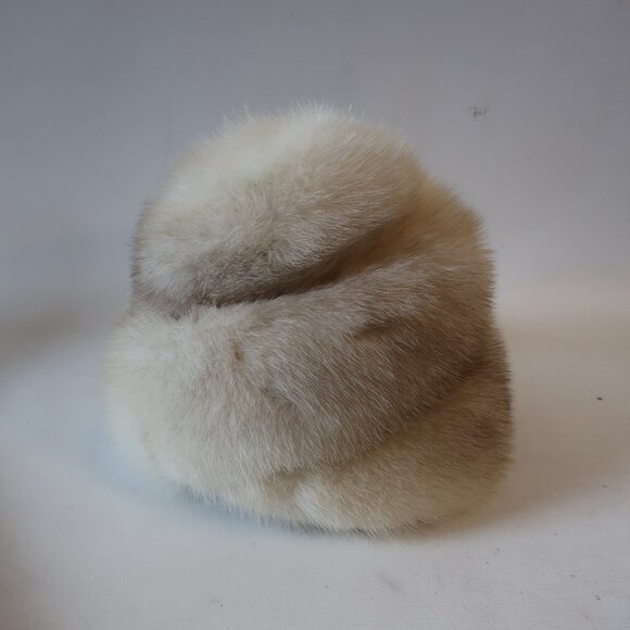Womens Claire of Cameo New York Paris Beige Mink Fur Pillbox Hat S - Picture 3 of 5